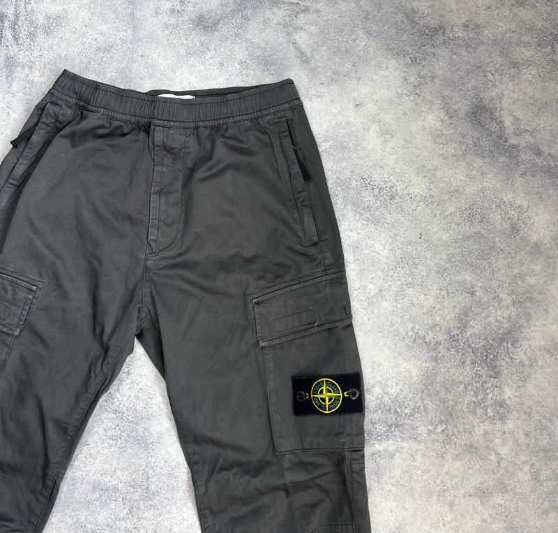 Stone island 2021 charcoal grey cuffed cargo trousers