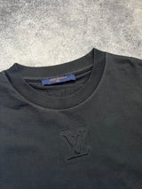 Louis Vuitton black embossed LV logo tee