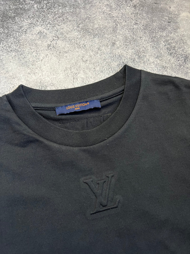 Louis Vuitton black embossed LV logo tee