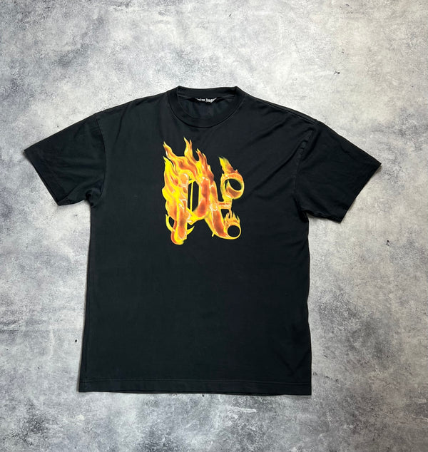 Palm angels black burning graphic tee