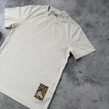 Burberry check patch white tee