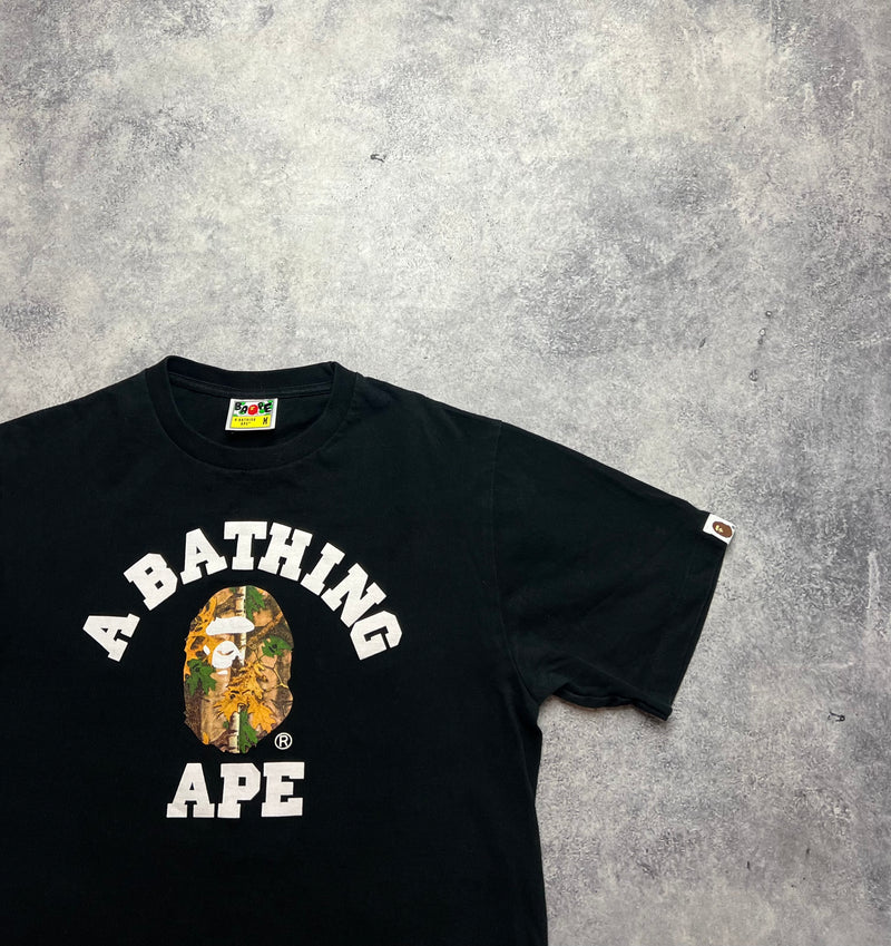 Bape forest camo college logo black tee