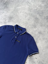 Prada dark blue polo shirt black badge