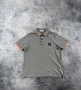 Stone island grey & orange trim polo shirt