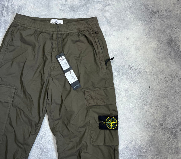 Stone island military green cuffed cargo trousers
