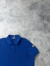 Moncler blue polo shirt with arm logo