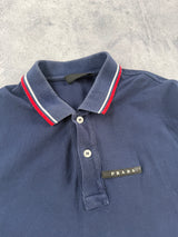 Prada navy polo shirt black badge