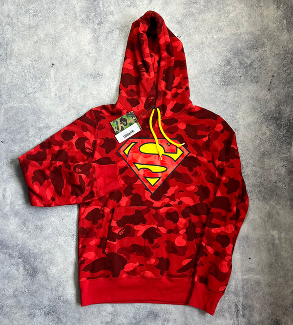 Bape x DC superman red camo hoodie