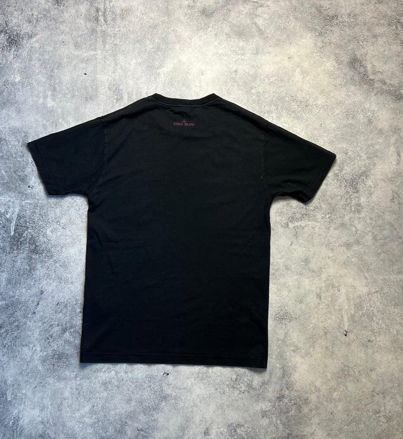Stone island 2020 black paint stroke graphic tee