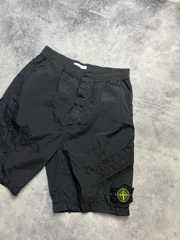 Stone island 2024 black nylon cargo shorts