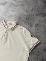 Moncler white polo shirt with arm logo