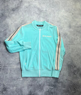 Palm angels blue chenille bomber track jacket