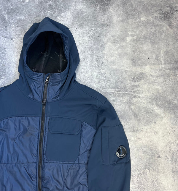 CP company navy blue hybrid soft shell lens jacket