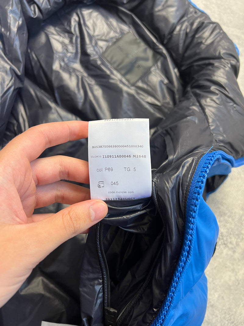 Moncler blue parke quilted shell gilet