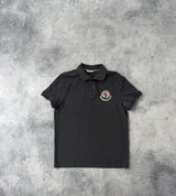Moncler charcoal grey large logo polo shirt