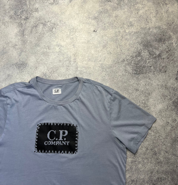 CP company grey block logo tee