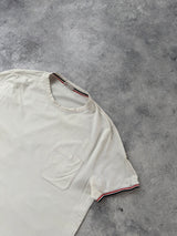 Moncler white pocket tee with arm logo