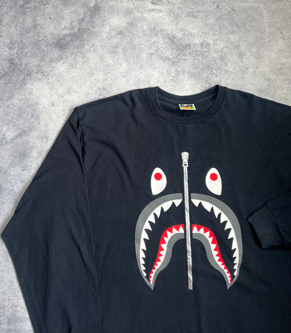 Bape black L/S shark tee