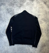 Moncler navy blue arm logo tricot cardigan