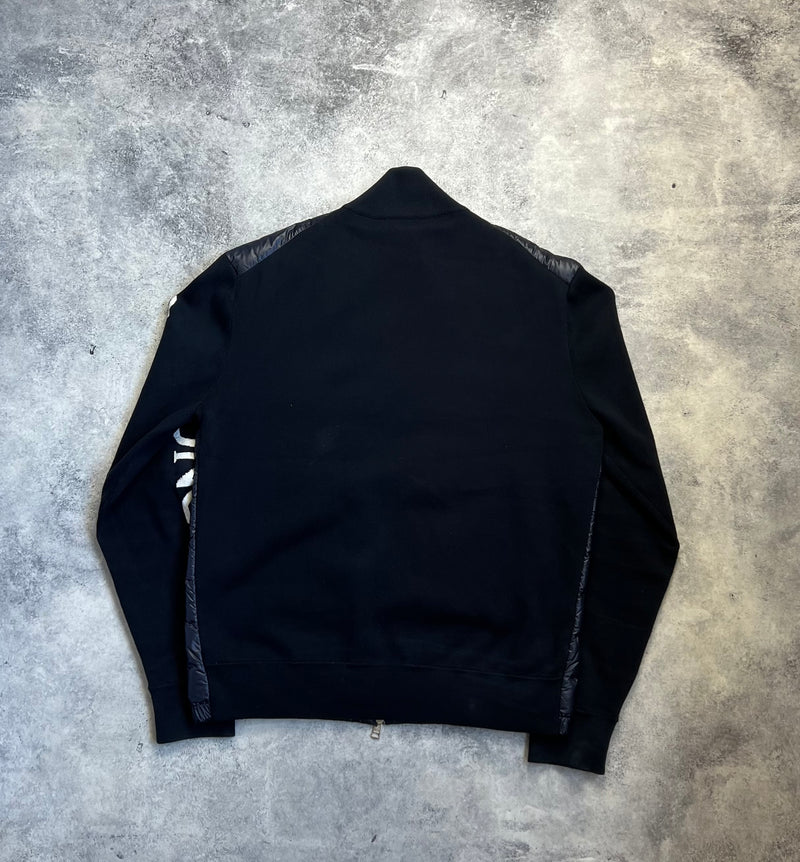 Moncler navy blue arm logo tricot cardigan