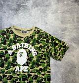 Bape green camo college logo tee