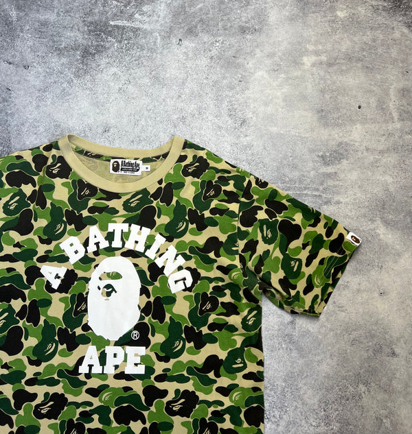 Bape green camo college logo tee