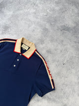 Gucci navy blue stripe polo shirt