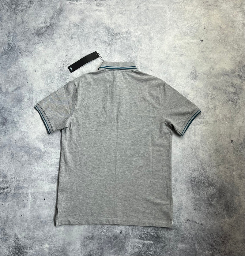 Stone island grey & blue trim polo shirt