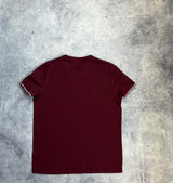 Moncler burgundy arm logo tee