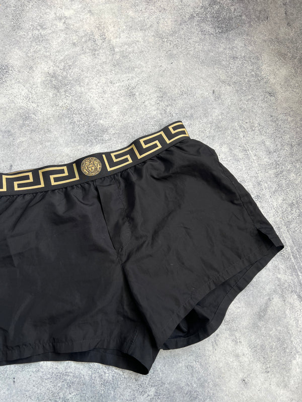 Versace black Greca waistband swim shorts