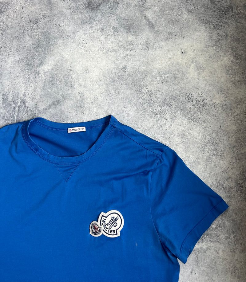 Moncler double logo blue tee