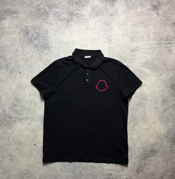 Moncler navy oversized logo polo shirt
