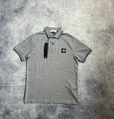 Stone island grey & blue trim polo shirt