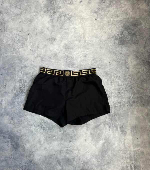 Versace black Greca waistband swim shorts