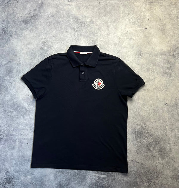 Moncler navy large logo polo shirt