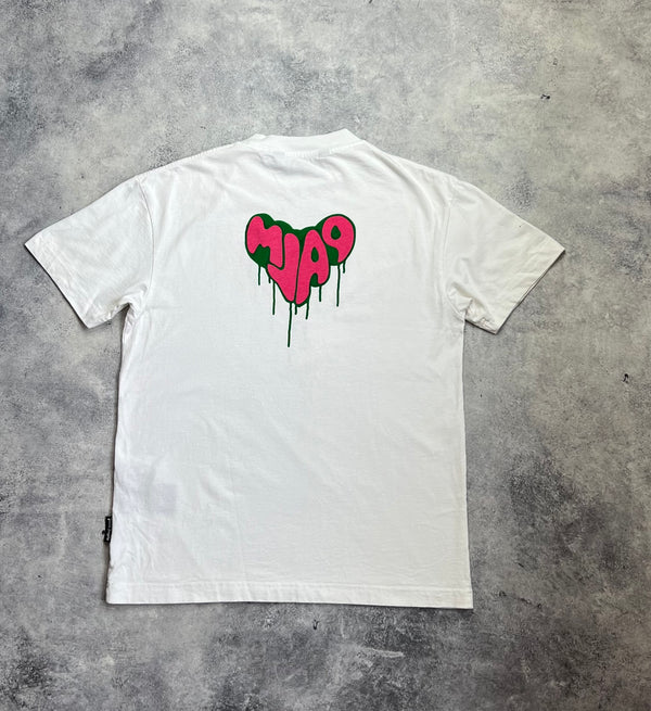 Palm angels white spray heart tee