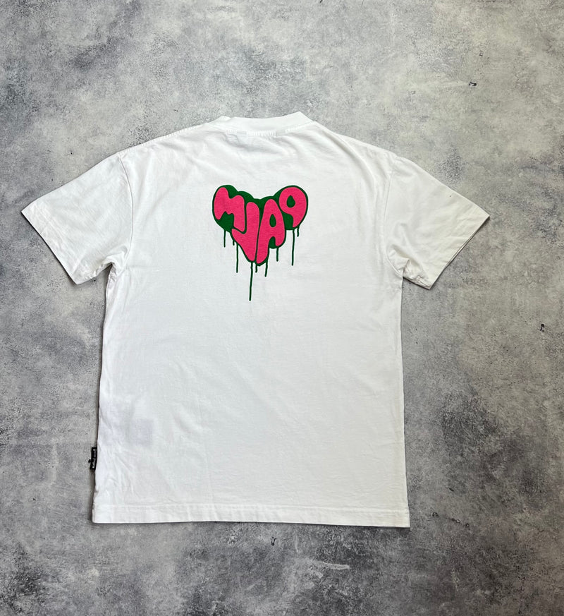Palm angels white spray heart tee