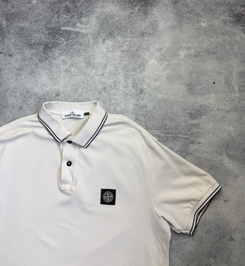Stone island white polo shirt
