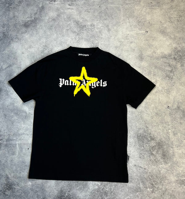 Palm angels black yellow star sprayed tee