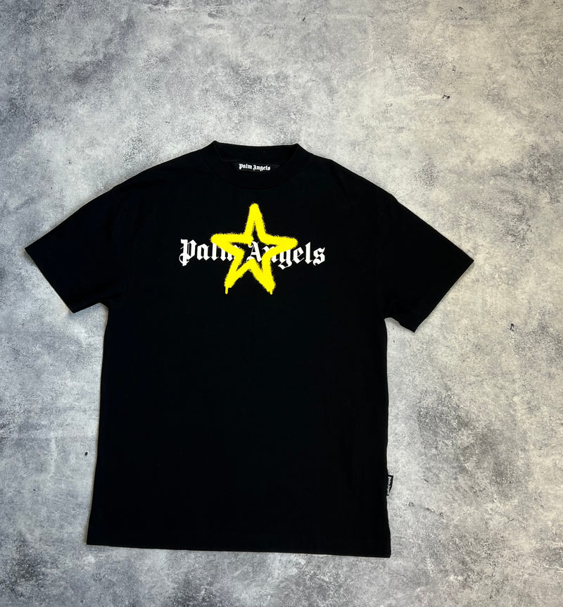 Palm angels black yellow star sprayed tee