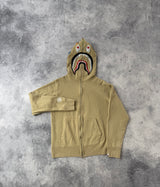 Bape beige shark full zip hoodie