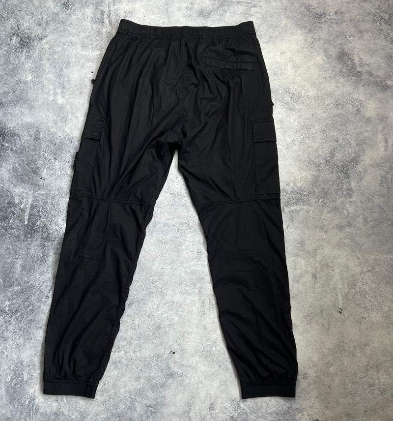 Stone island black cuffed cargo trousers