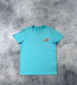 Moncler turquoise blue double logo tee