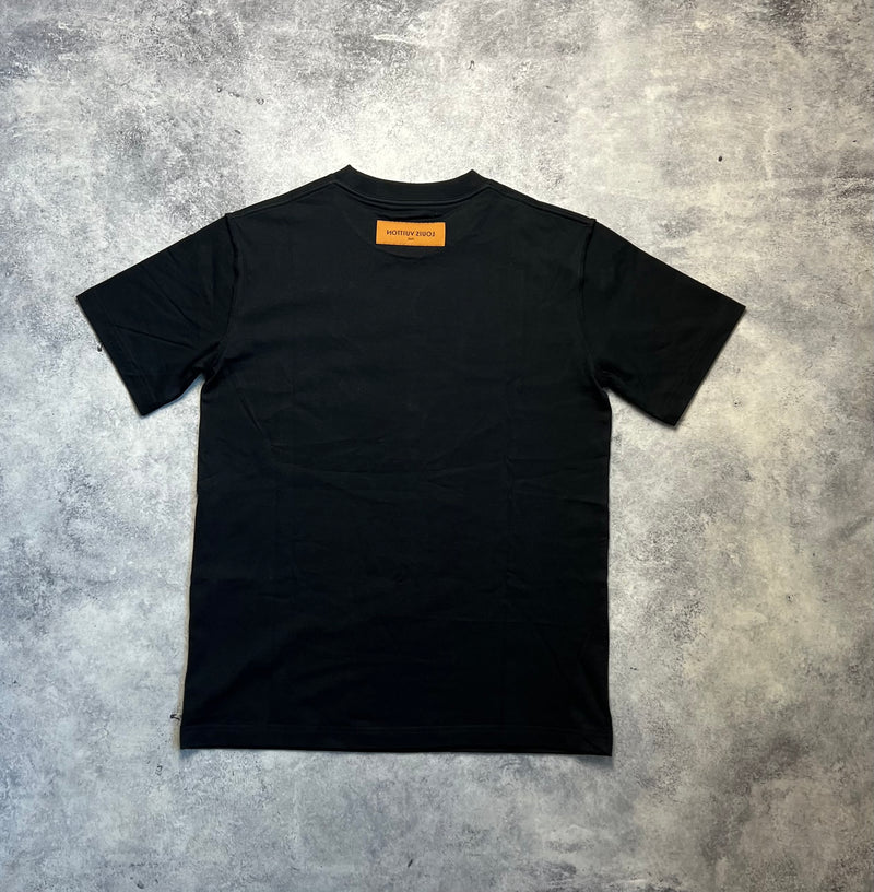 Louis Vuitton black embossed LV logo tee