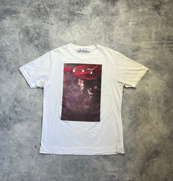 Off-white sprayed Caravaggio painting white tee