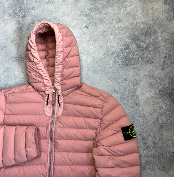 Stone island 2021 pink loom woven down coat
