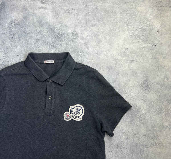 Moncler grey double logo polo shirt