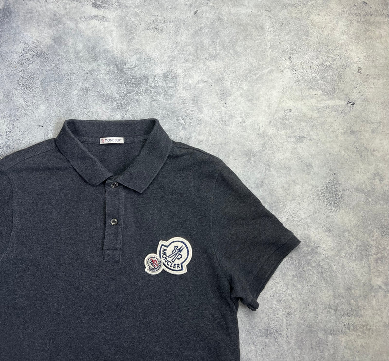 Moncler grey double logo polo shirt