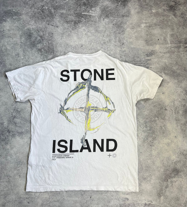 Stone island 2021 white graphic tee
