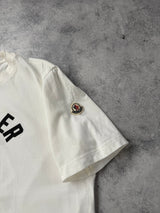 Moncler white graphic print tee with arm logo